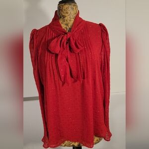 Tommy Hilfiger Scarlet Blouse with Pleated Bow